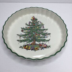 Spode Christmas Tree Pie Dish 11" Holiday Bakeware Oven To Table Stoneware